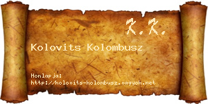 Kolovits Kolombusz névjegykártya